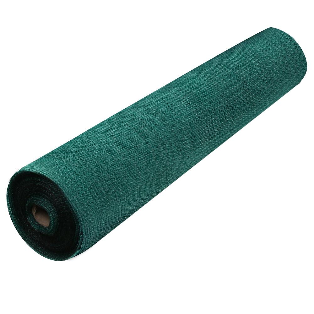 Instahut 1.83x50m UV Shade Cloth in green, showcasing its knitted fabric and roll form, ideal for garden and greenhouse use.